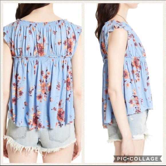 Free People Sky Combo Off or On Shoulders Top - Picture 2 of 8